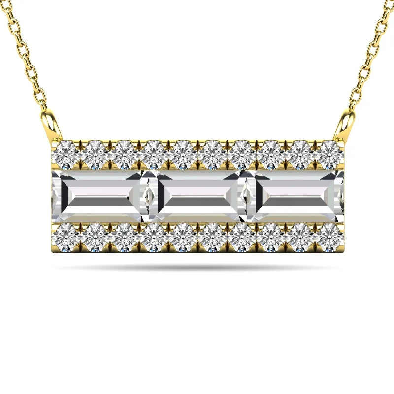 women's necklace with rubies -Diamond 1/2 Ct.Tw. Bar Necklace in 14K Yellow Gold