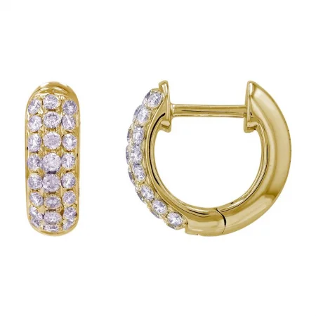 women's earrings drop -14K Yellow Gold Diamond Pave Huggie Hoop Earrings