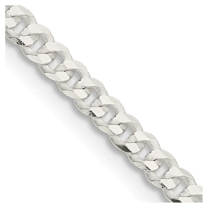 women's necklace for special occasions -Sterling Silver 3.15mm Flat Curb Chain Necklace