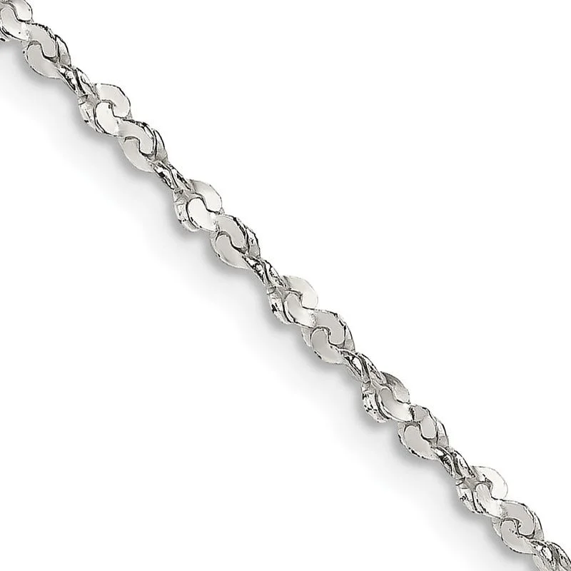 women's necklace vintage -Sterling Silver 1.8mm Twisted Serpentine Chain Necklace