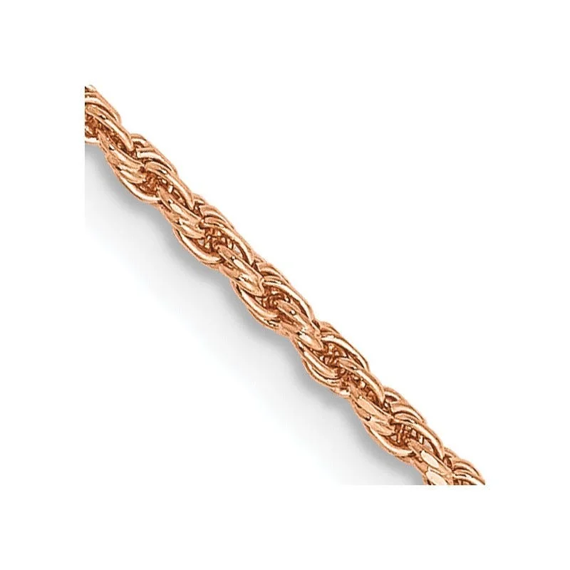 women's necklace bold statement -14K Rose Gold 16 inch 1.5mm Diamond-cut Man Made Rope with Lobster Clasp Chain Necklace