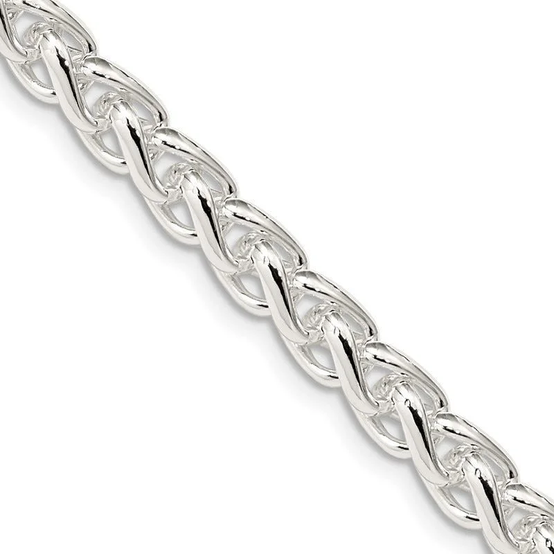 women's necklace short chain -Sterling Silver 6mm Round Spiga Chain Necklace