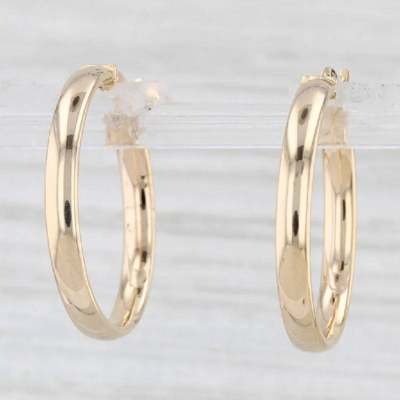 women's earrings minimalist -Classic Round Hoop Earrings 14k Yellow Gold 24 x 2.9 mm Snap Top Posts