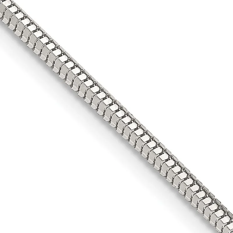 women's necklace gemstone accents -Sterling Silver 2mm Diamond-cut Snake Chain Necklace