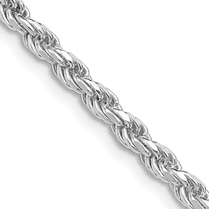 women's necklace elegant fashion -Sterling Silver Rhodium-plated 3mm Diamond-cut Rope Chain Necklace