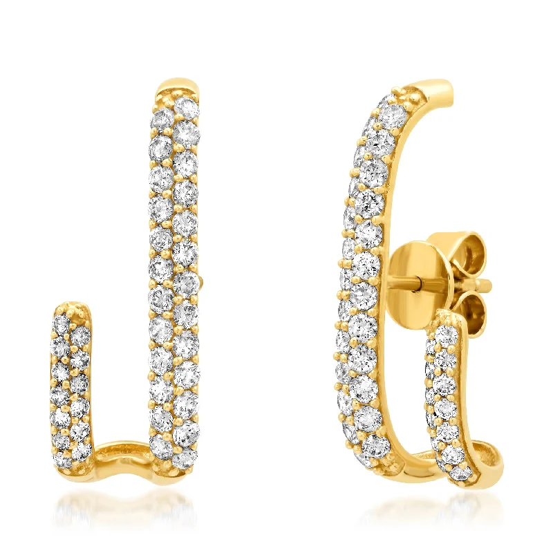 women's earrings gold -J BAR DIAMOND EARRINGS 14kt GOLD