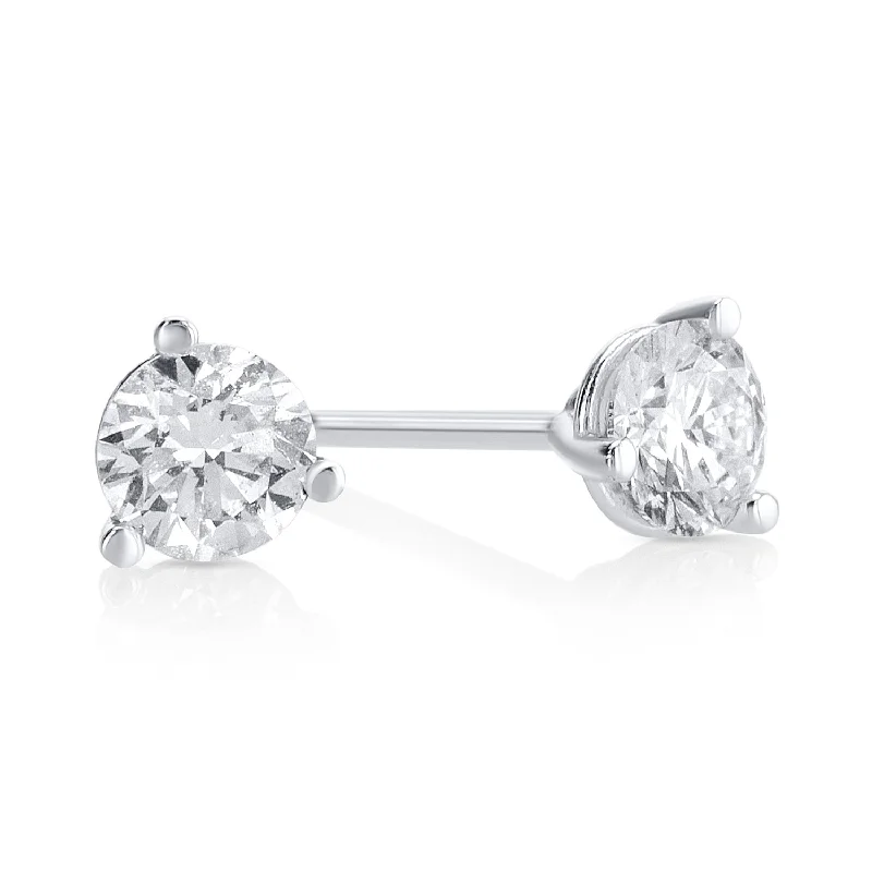 women's earrings chic design -0.50 Cttw Lab-Grown Round Diamond Martini 14K White Gold Stud Earrings