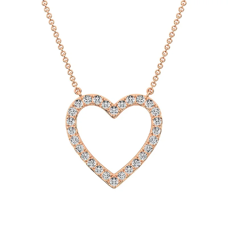 women's necklace elegant fashion -10K Rose Gold 1/2 Ct.Tw. Diamond Heart Necklace