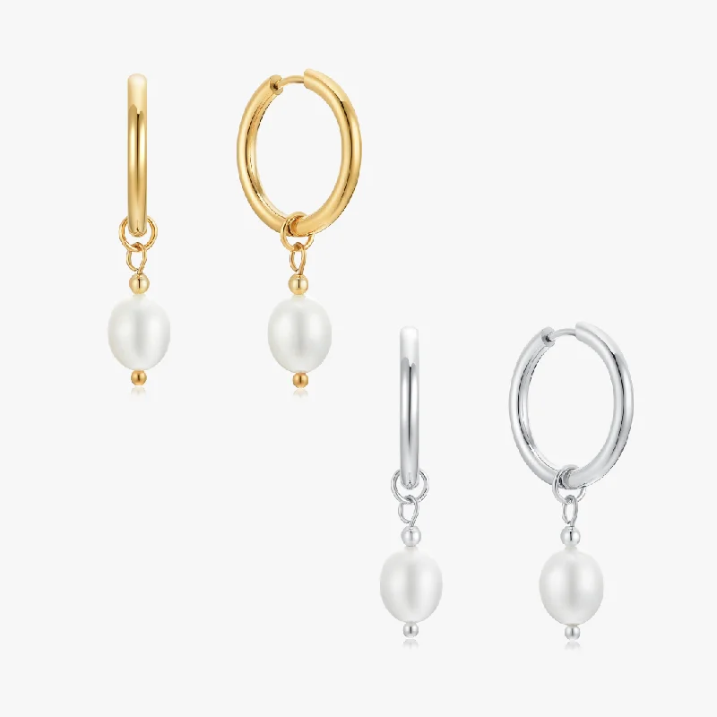 women's earrings gold -June Pearl Earrings