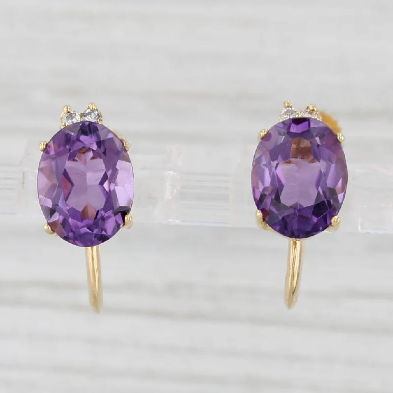 women's earrings small hoop -H Stern 3.34ctw Amethyst Diamond Earrings 18k Gold Screw Back Non Pierced