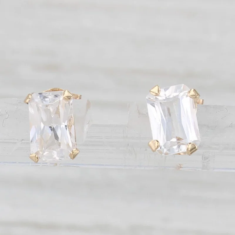 women's earrings for girlfriend -1.70ctw Zircon Stud Earrings 14k Yellow Gold Solitaire Studs