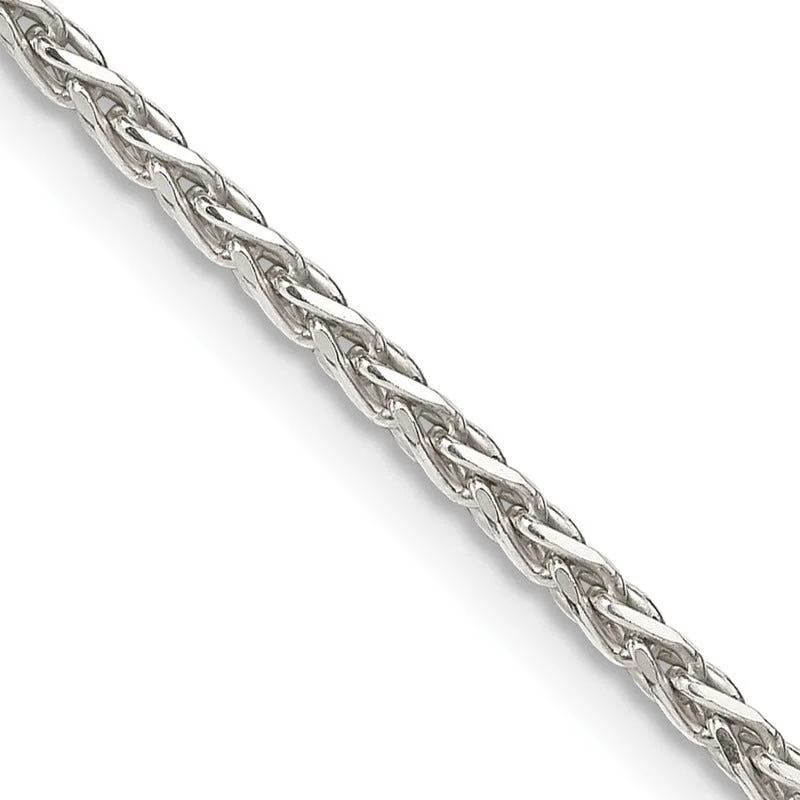 women's necklace fine jewelry -Sterling Silver 2mm Diamond-cut Spiga Chain Necklace w/2in ext.