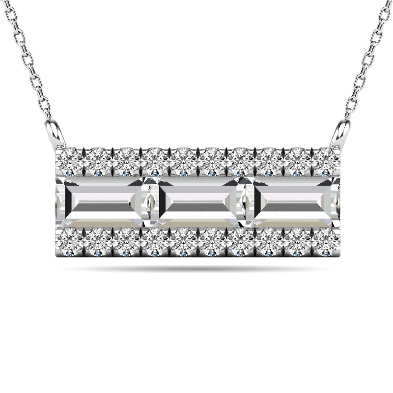 women's necklace simple elegance -Diamond 1/2 Ct.Tw. Bar Necklace in 14K White Gold