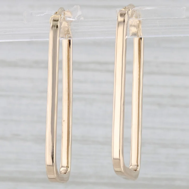 women's earrings big statement -Rectangle Hoop Earrings 14k Yellow Gold Snap Top Hoops