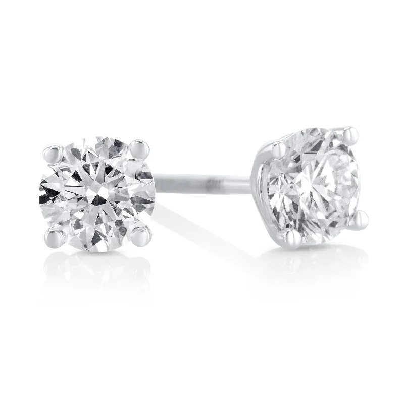 women's earrings emerald cut -0.70 Cttw Lab-Grown Round Diamond Martini 14K White Gold Stud Earrings