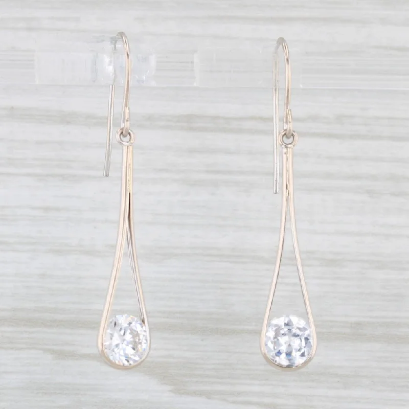 women's earrings for formal events -Cubic Zirconia Teardrop Earrings 14k White Gold Hook Post Dangles