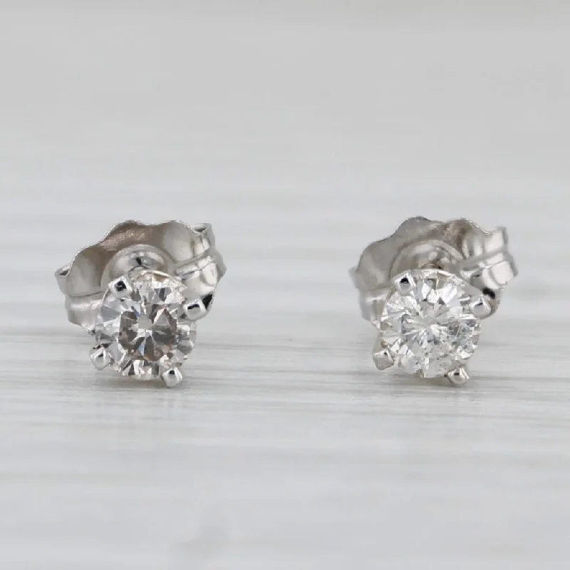 women's earrings for wedding -0.20ctw Diamond Stud Earrings 14k White Gold Round Solitaire Studs