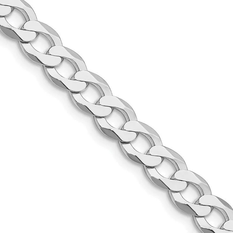 women's necklace affordable price -Sterling Silver Rhodium-plated 6.8mm Flat Curb Chain Necklace