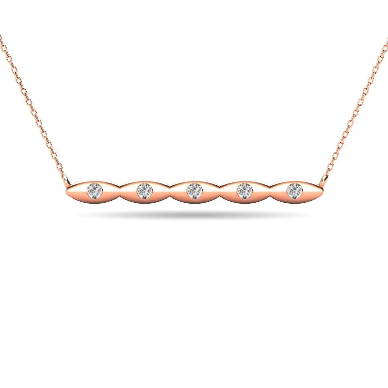 women's necklace bar pendant -Diamond 1/20 ct tw Bar Necklace in 10K Rose Gold