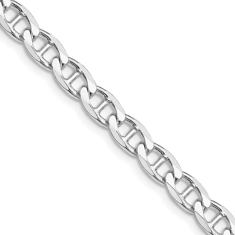 women's necklace choker style -Sterling Silver Rhodium-plated 5.7mm Flat Cuban Anchor Chain Necklace