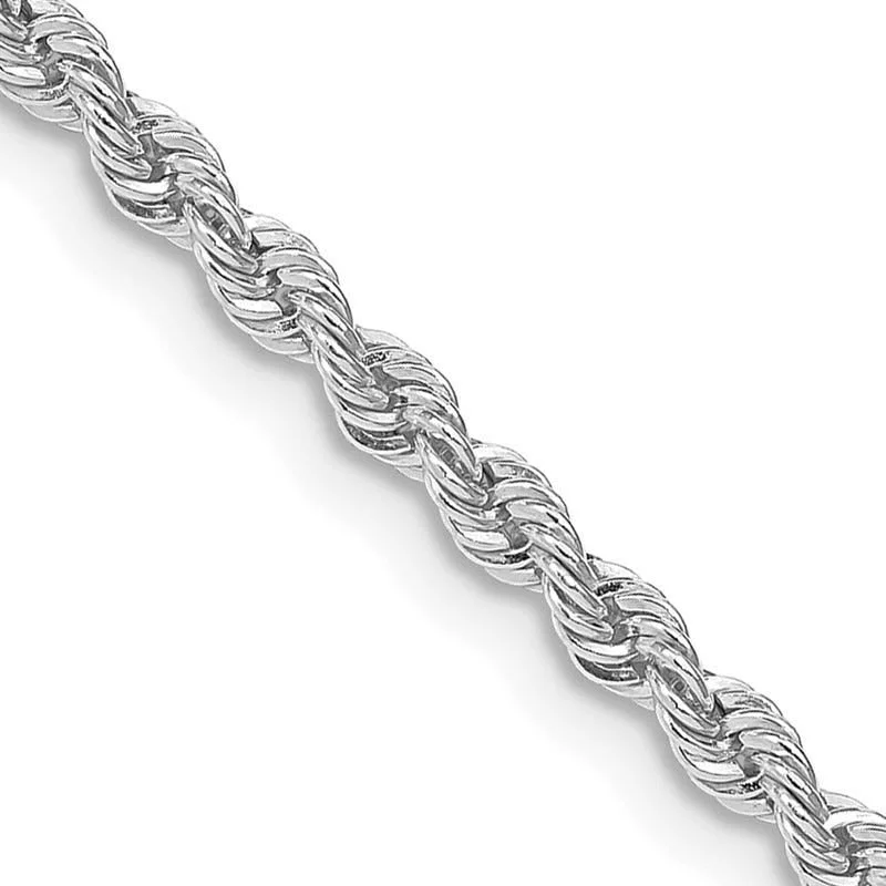 women's necklace simple everyday wear -Sterling Silver Rhodium-plated 2.5mm Solid Rope Chain Necklace