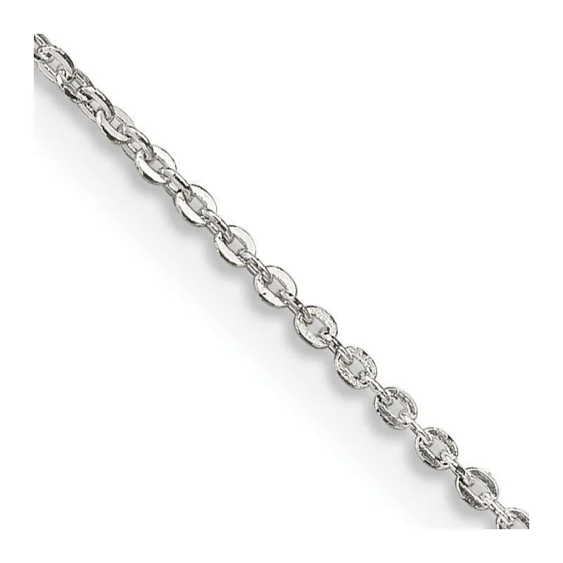 women's necklace silver charm -Sterling Silver .9mm Flat Link Cable Chain Necklace w/4in ext.