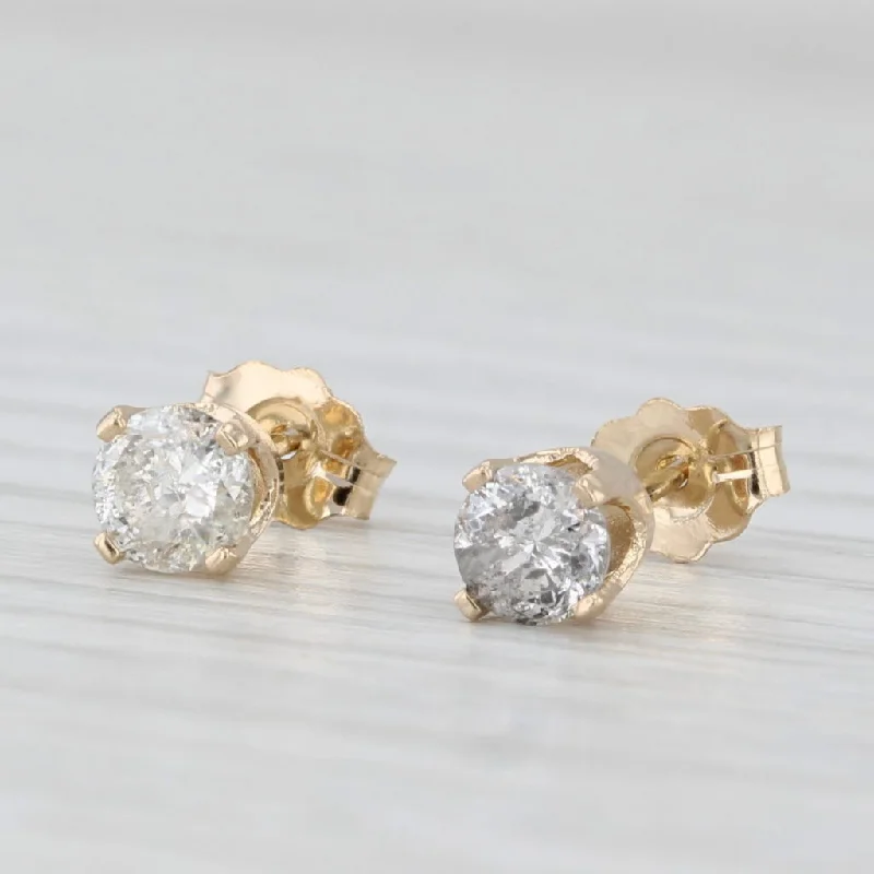 women's earrings modern fashion -0.50ctw Diamond Stud Earrings 14k Yellow Gold Round Solitaires