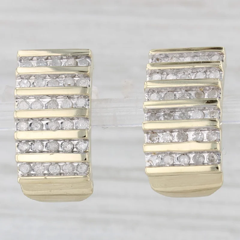 women's earrings cubic zirconia stud -1ctw Diamond Journey J-Hook Earrings 10k Yellow Gold Omega Backs