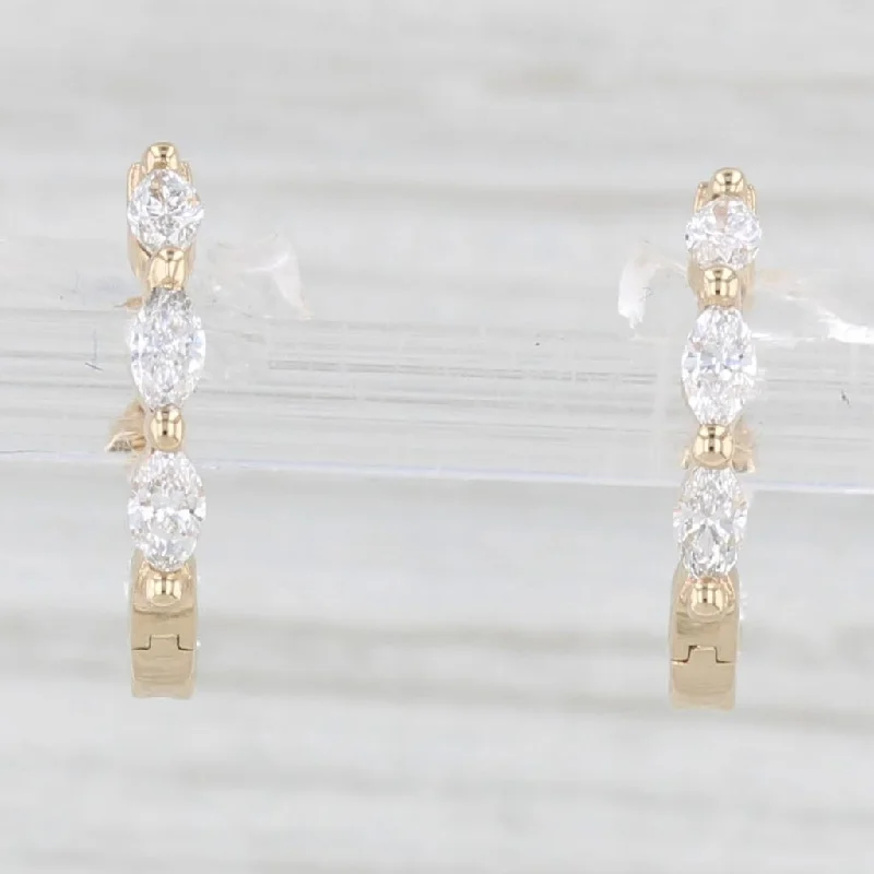 women's earrings dainty look -New Lab Created Diamond Inside Out Hoop Earrings 14k Yellow Gold Huggie Hoops