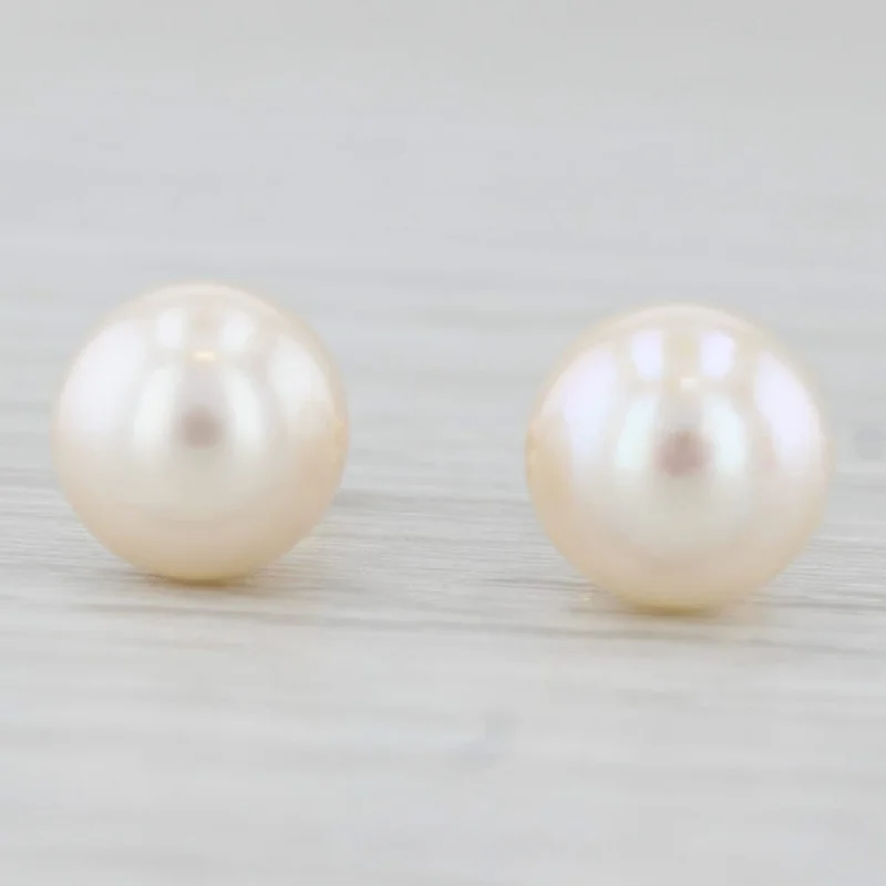 women's earrings butterfly shape -Cultured Pearl Stud Earrings 14k Yellow Gold