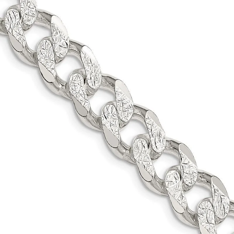 women's necklace fine jewelry -Sterling Silver 10.5mm Pav‚ Curb Chain Necklace