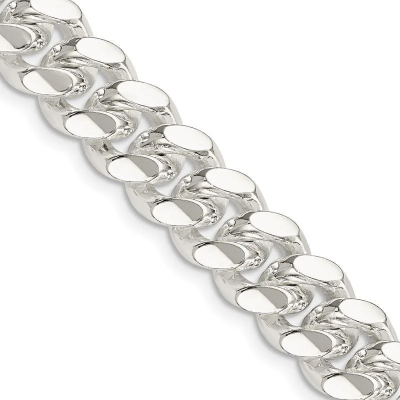 women's necklace for special occasions -Sterling Silver 10.5mm Polished Domed Curb Chain Necklace