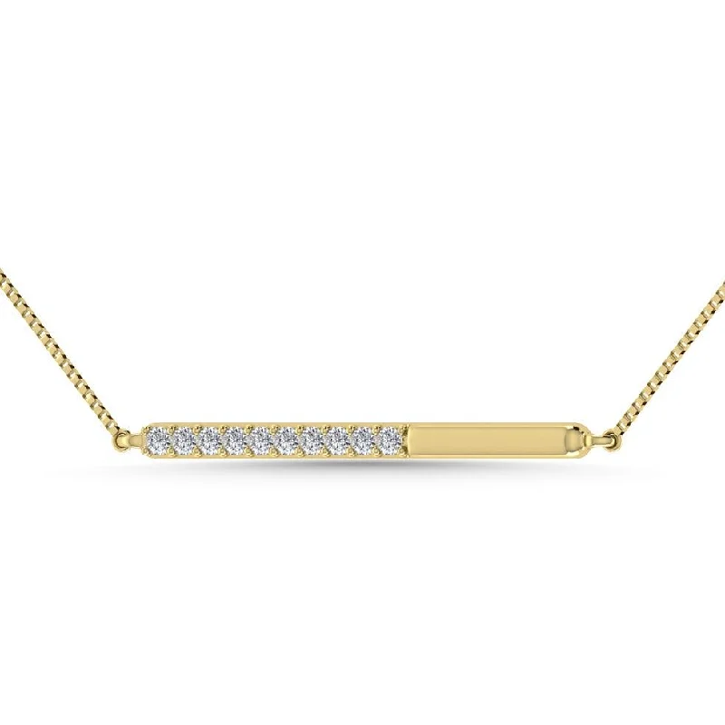 women's necklace sleek and modern -Diamond 1/10 Ct.Tw. Bar Necklace in 10K Yellow Gold