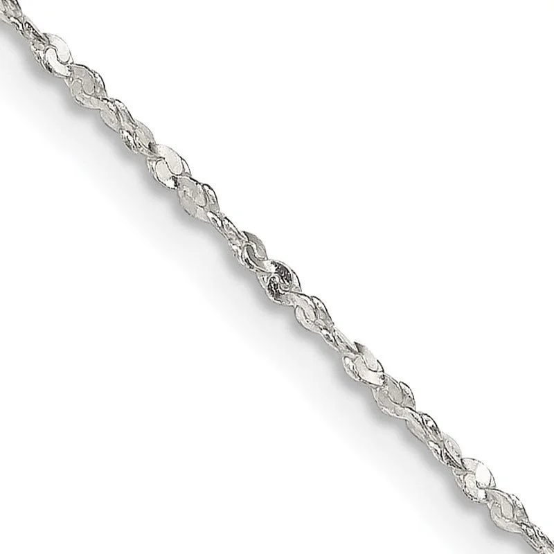 women's necklace birthstone -Sterling Silver 1.4mm Twisted Serpentine Chain Necklace