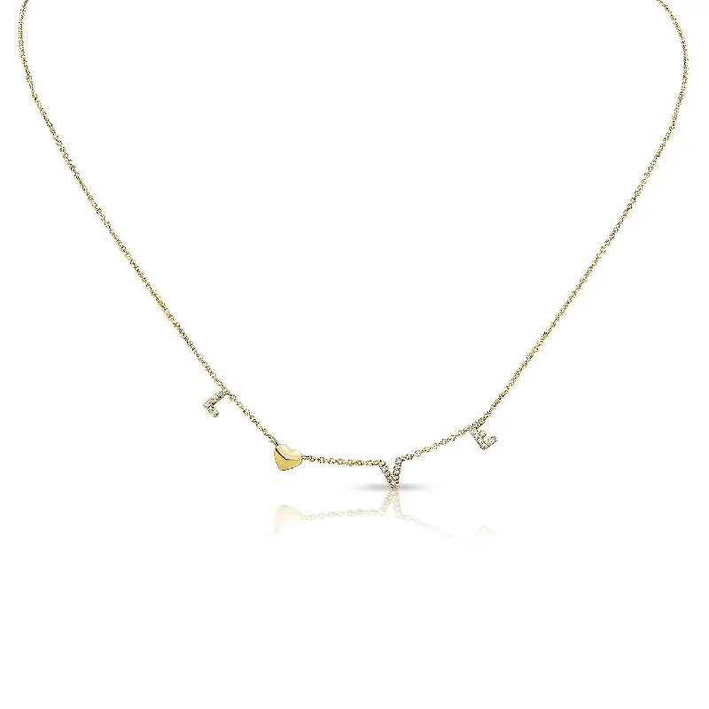 women's necklace celestial theme -14K Gold Heart & Love Necklace with Diamonds