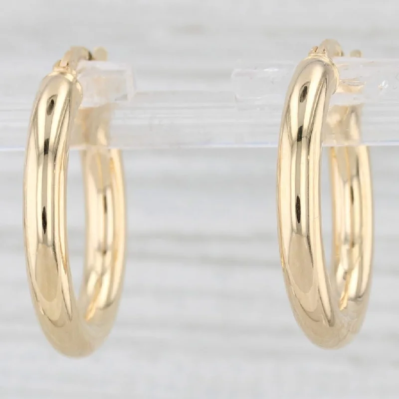 women's earrings big statement -New Round Hoop Earrings 14k Yellow Gold Snap Top Hoops 3 x 20 mm