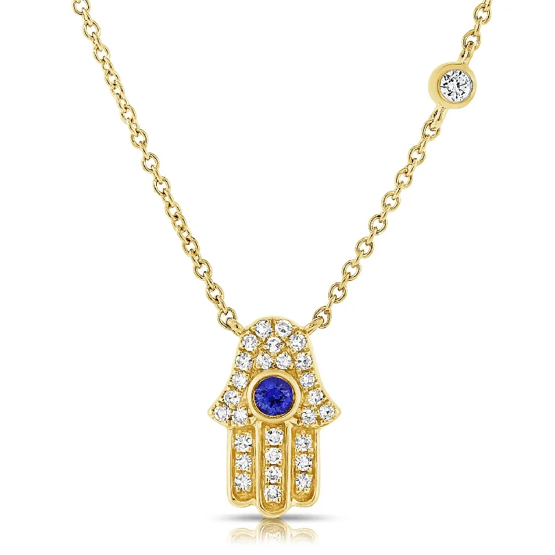 women's necklace luxury brand -14K Gold Evil Eye & Hamsa Necklace with Diamonds