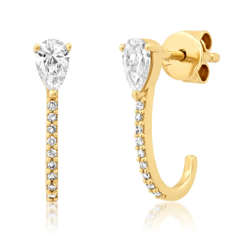 women's earrings with birthstone -LOBE CRADLE DIAMOND EARRINGS, 14kt GOLD