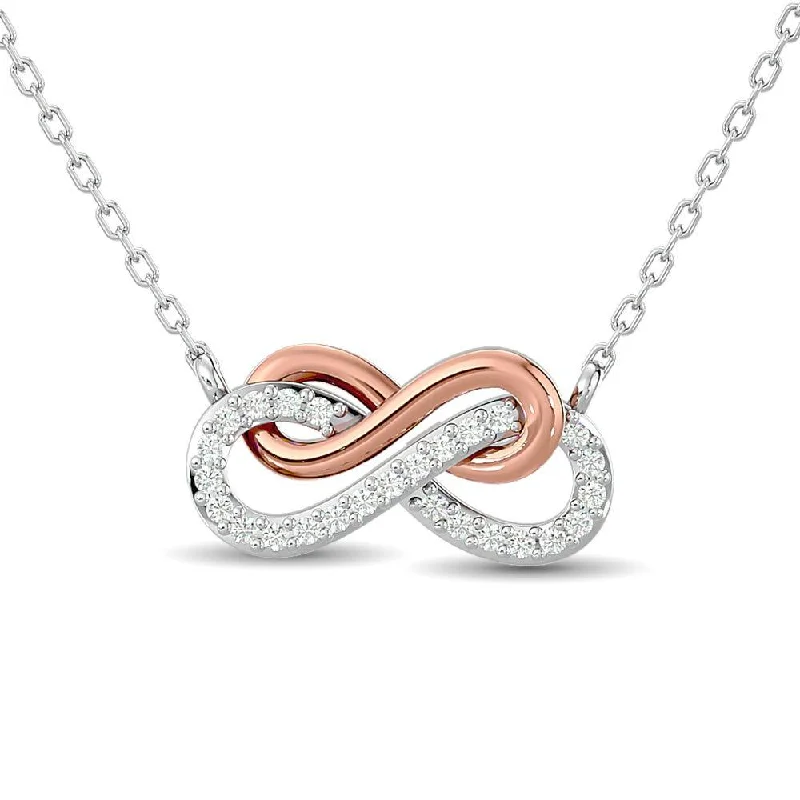 women's necklace choker style -Two Tone Diamond Infinity Necklace 1/6 ct tw