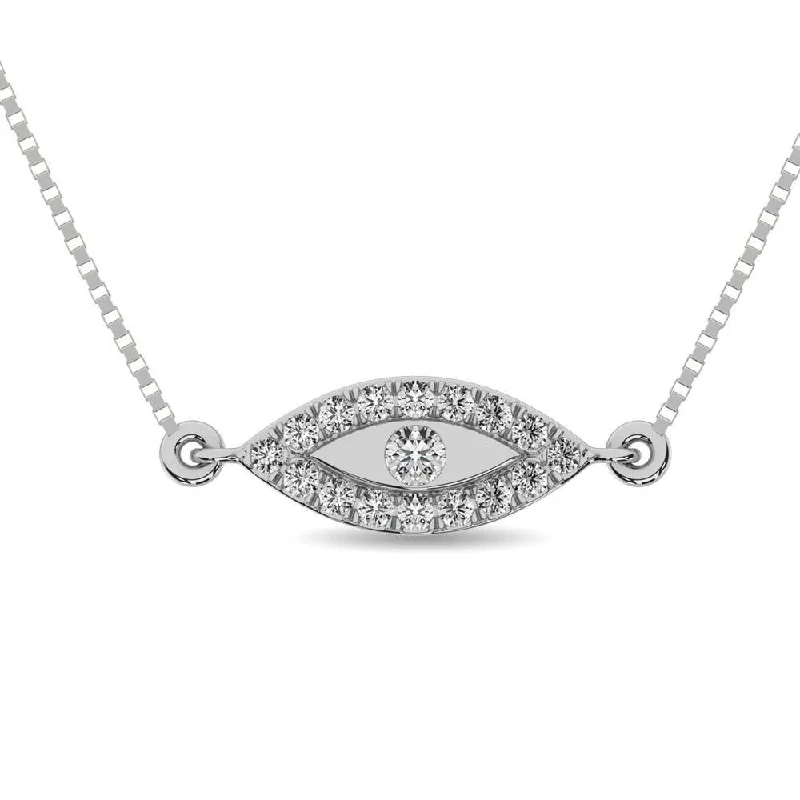 women's necklace choker style -Diamond 1/10 ct tw Round Cut Fashion Necklace in 10K White Gold