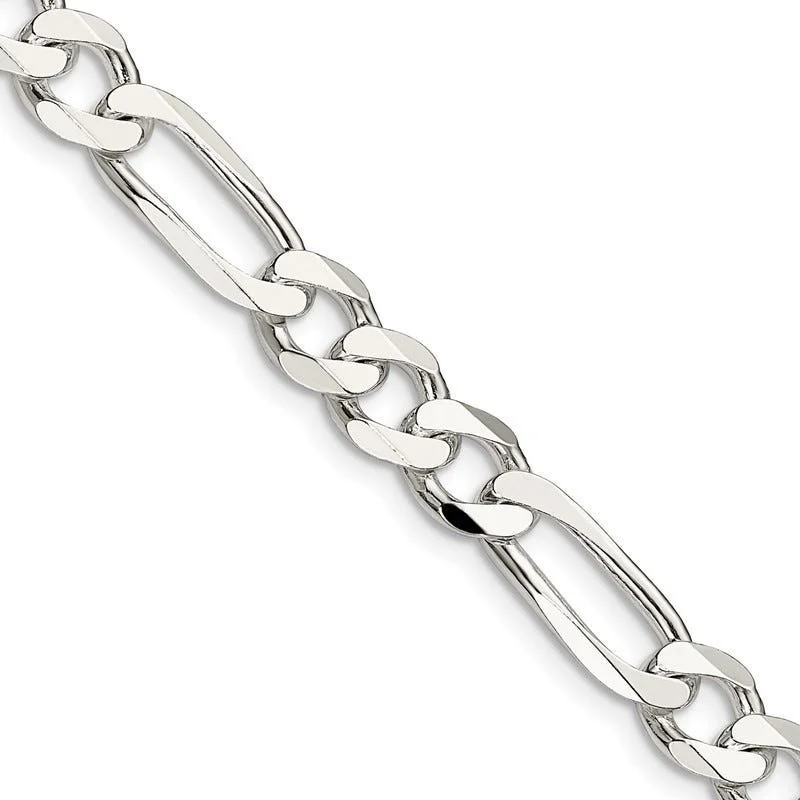 women's necklace charm collection -Sterling Silver 7.5mm Figaro Chain Necklace