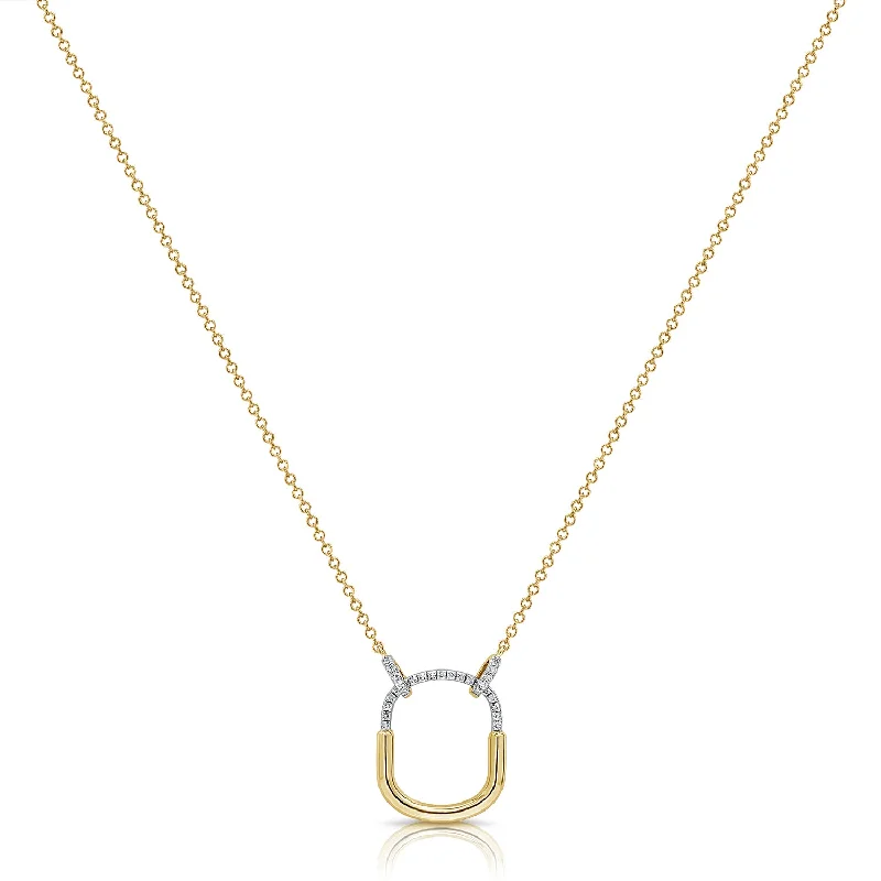 women's necklace with crystal beads -Diamond Paperclip Pendant Necklace made in 14K Gold