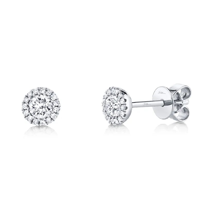 women's earrings small stud -14K White Gold Round Brilliant Diamond Stud Earring