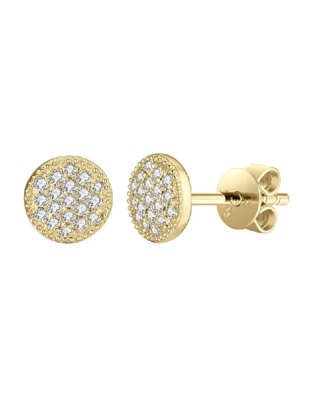 women's earrings cushion cut -14ky Gold Pavé Diamond Earrings