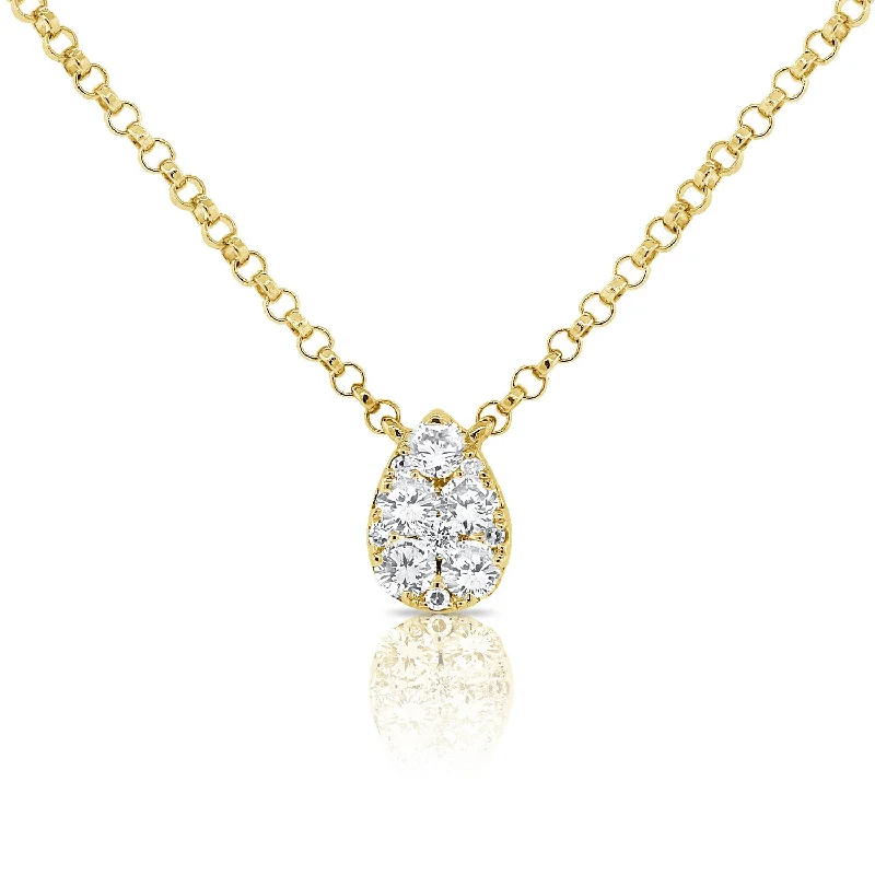 women's necklace with gemstones -Diamond Pear Necklace made in 14K Gold