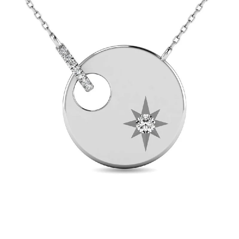 women's necklace affordable price -Diamond 1/20 ct tw Disc Necklace in 10K White Gold