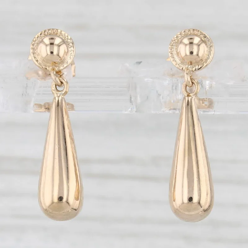 women's earrings bold and stylish -Vintage Teardrop Dangle Earrings 10k Yellow Gold