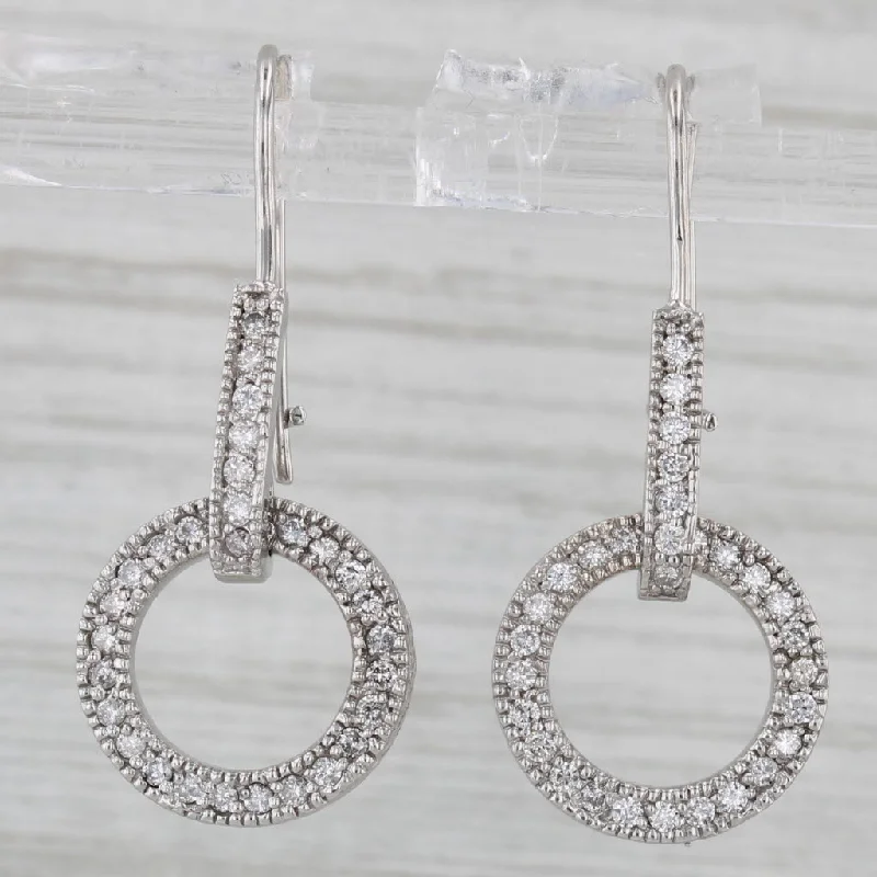 women's earrings luxury diamond -0.37ctw Diamond Circle Drop Earrings 14k White Gold Hook Posts Dangles