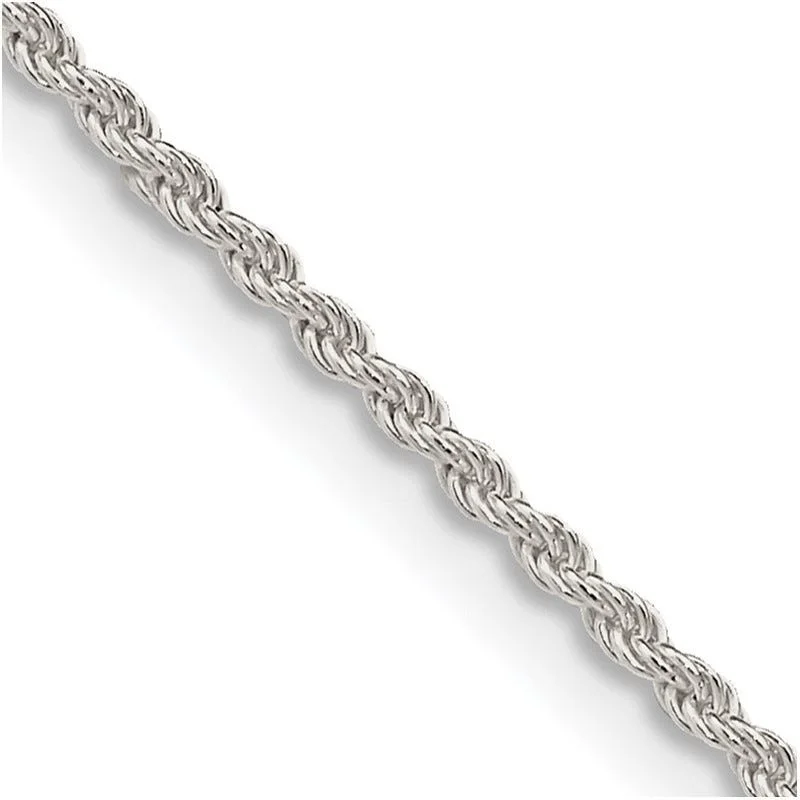 women's necklace with vintage charm -Sterling Silver 1.5mm Solid Rope Chain Necklace