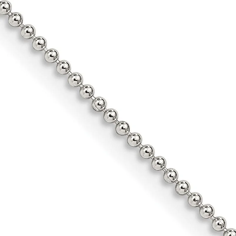 women's necklace choker style -Sterling Silver 1.25mm Beaded Chain Necklace